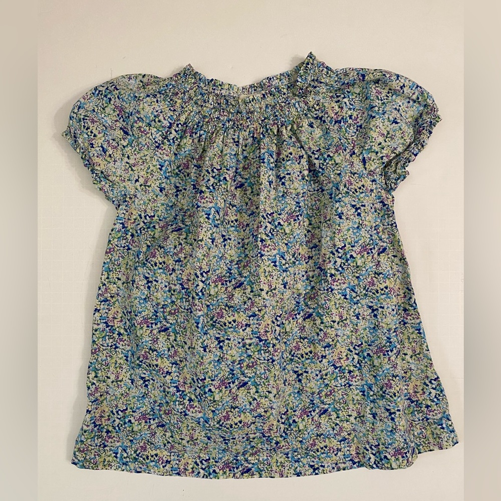 Land’s End girls smocked dress tie dye floral pattern spring summer Size 7